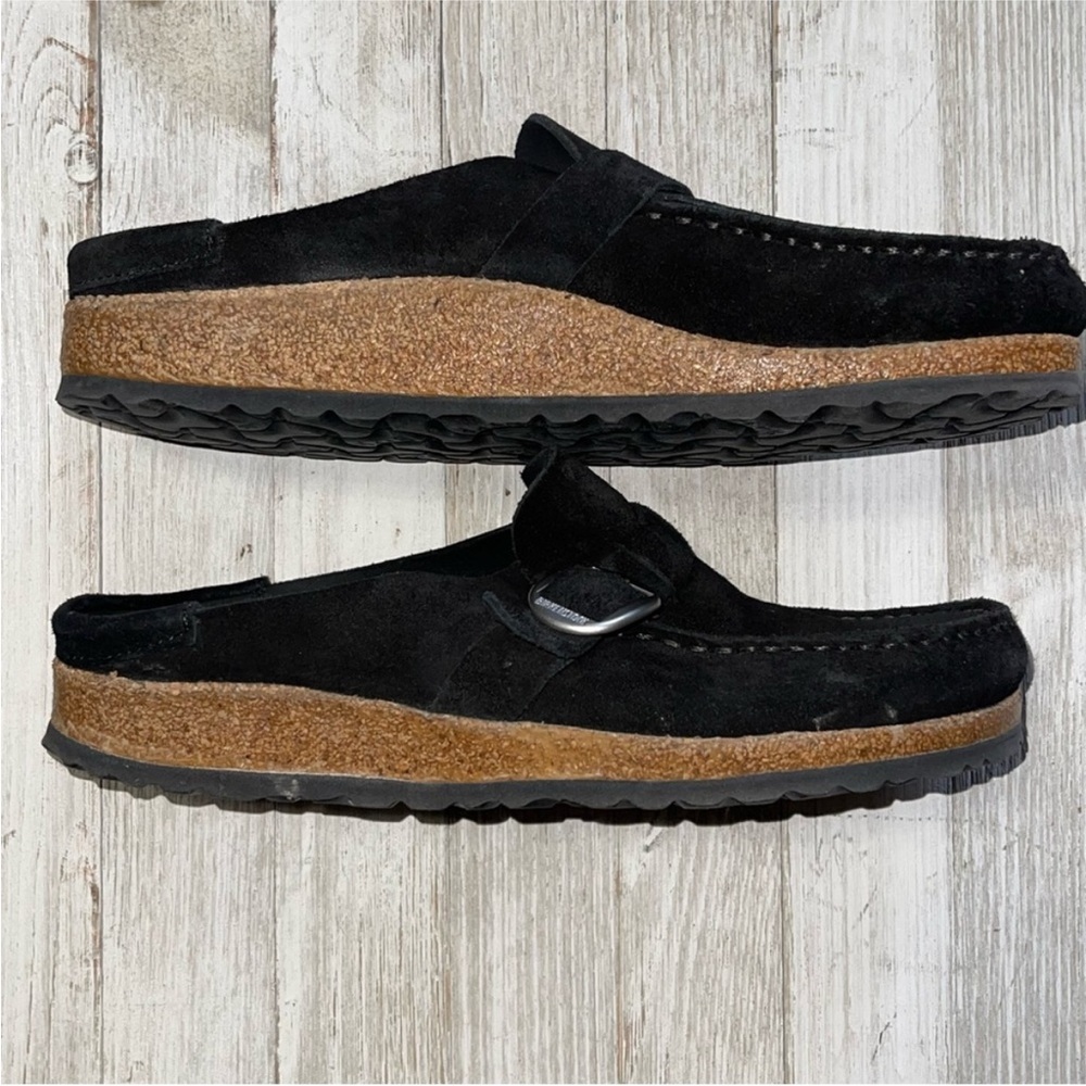 Birkenstock Black Suede Buckley Clogs